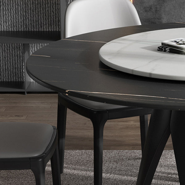 Modern Round Shape Kitchen Dining Table Sintered Stone Standard Dining Table with Pedestal Base Clearhalo ' dining_table' 'Dining Tables & Seating' 'Dining Tables' 'furn' 'furn_dining_table' 'Furniture' 'furniture_dining_table' 'Kitchen & Dining Furniture' 'kitchen&dining_furn' 'kitchen' 'kitchen_dining_table' 3642885