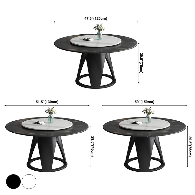 Modern Round Shape Kitchen Dining Table Sintered Stone Standard Dining Table with Pedestal Base Clearhalo ' dining_table' 'Dining Tables & Seating' 'Dining Tables' 'furn' 'furn_dining_table' 'Furniture' 'furniture_dining_table' 'Kitchen & Dining Furniture' 'kitchen&dining_furn' 'kitchen' 'kitchen_dining_table' 3642887