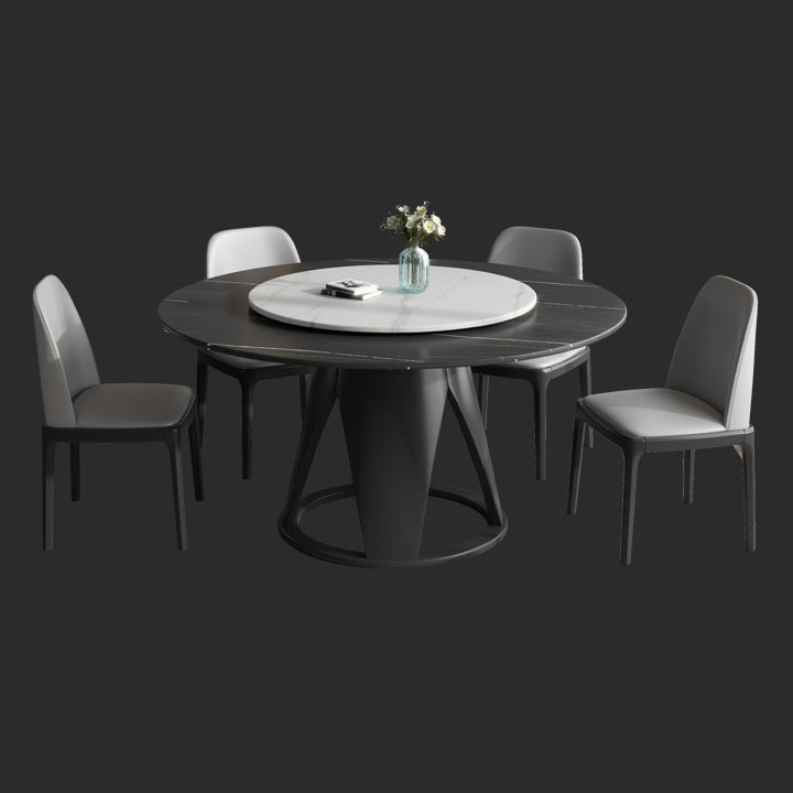 Modern Round Shape Kitchen Dining Table Sintered Stone Standard Dining Table with Pedestal Base Clearhalo ' dining_table' 'Dining Tables & Seating' 'Dining Tables' 'furn' 'furn_dining_table' 'Furniture' 'furniture_dining_table' 'Kitchen & Dining Furniture' 'kitchen&dining_furn' 'kitchen' 'kitchen_dining_table' 3642888
