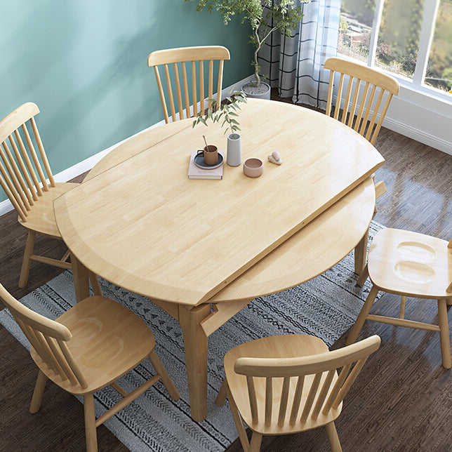 Modern Style Solid Wood Dining Table Brown Round Drop-Leaf Table with 4 Legs Clearhalo ' dining_table' 'Dining Tables & Seating' 'Dining Tables' 'furn' 'furn_dining_table' 'Furniture' 'furniture_dining_table' 'Kitchen & Dining Furniture' 'kitchen&dining_furn' 'kitchen' 'kitchen_dining_table' 3642890