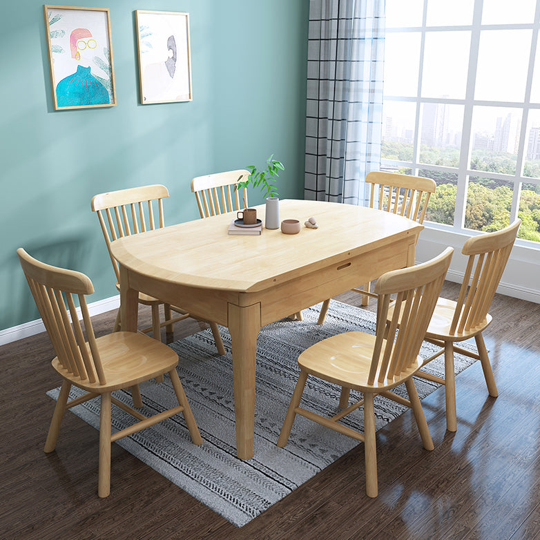 Modern Style Solid Wood Dining Table Brown Round Drop-Leaf Table with 4 Legs Clearhalo ' dining_table' 'Dining Tables & Seating' 'Dining Tables' 'furn' 'furn_dining_table' 'Furniture' 'furniture_dining_table' 'Kitchen & Dining Furniture' 'kitchen&dining_furn' 'kitchen' 'kitchen_dining_table' 3642891