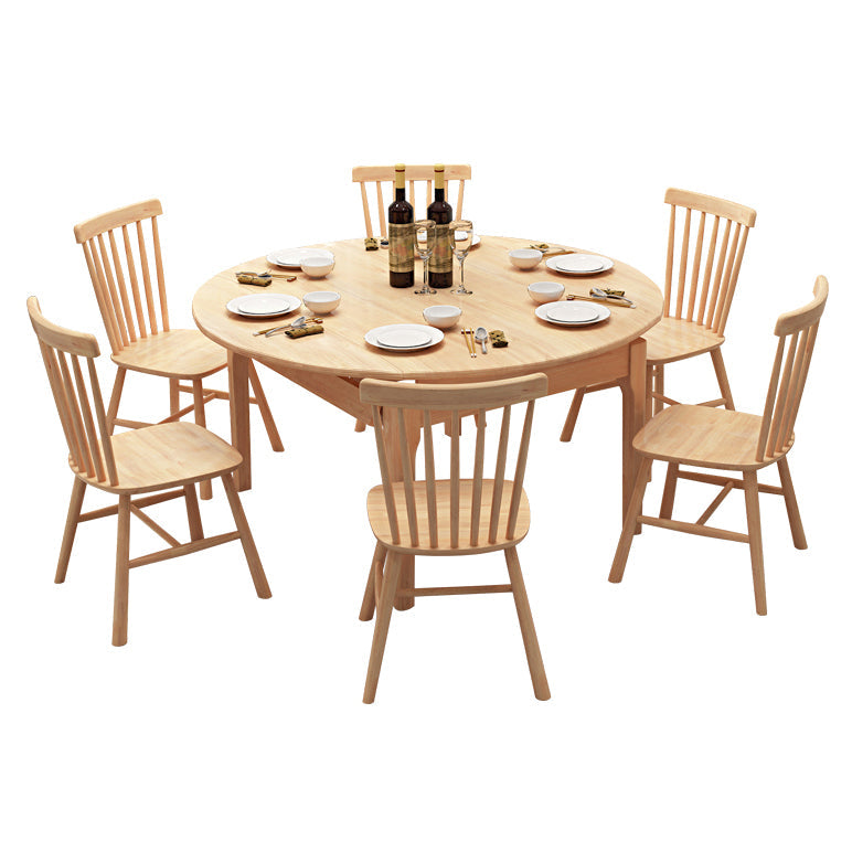 Modern Style Solid Wood Dining Table Brown Round Drop-Leaf Table with 4 Legs Clearhalo ' dining_table' 'Dining Tables & Seating' 'Dining Tables' 'furn' 'furn_dining_table' 'Furniture' 'furniture_dining_table' 'Kitchen & Dining Furniture' 'kitchen&dining_furn' 'kitchen' 'kitchen_dining_table' 3642893