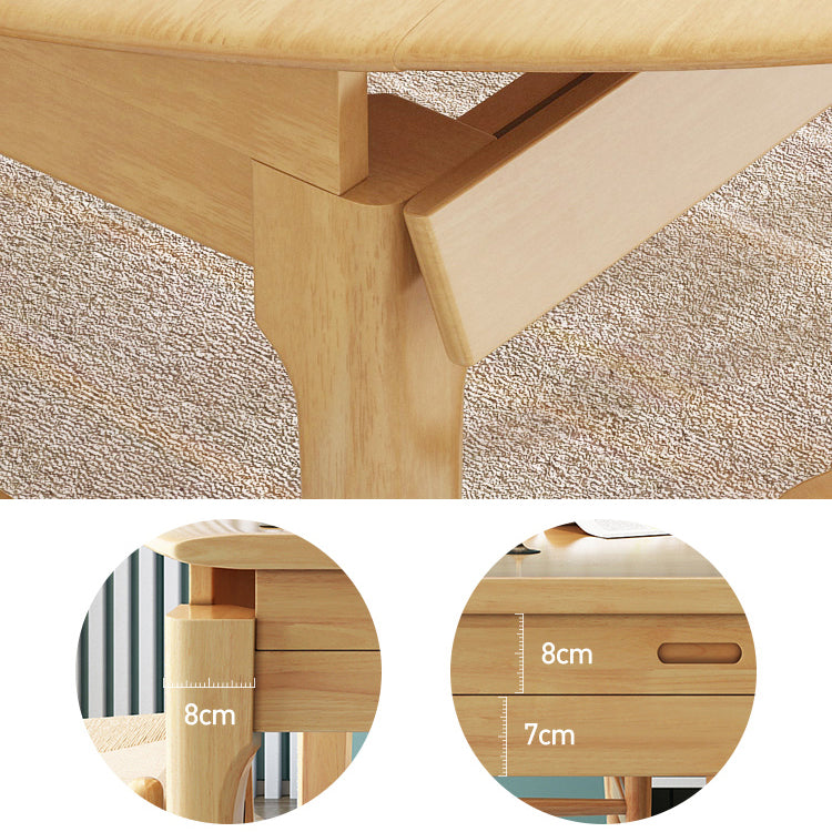 Modern Style Solid Wood Dining Table Brown Round Drop-Leaf Table with 4 Legs Clearhalo ' dining_table' 'Dining Tables & Seating' 'Dining Tables' 'furn' 'furn_dining_table' 'Furniture' 'furniture_dining_table' 'Kitchen & Dining Furniture' 'kitchen&dining_furn' 'kitchen' 'kitchen_dining_table' 3642896