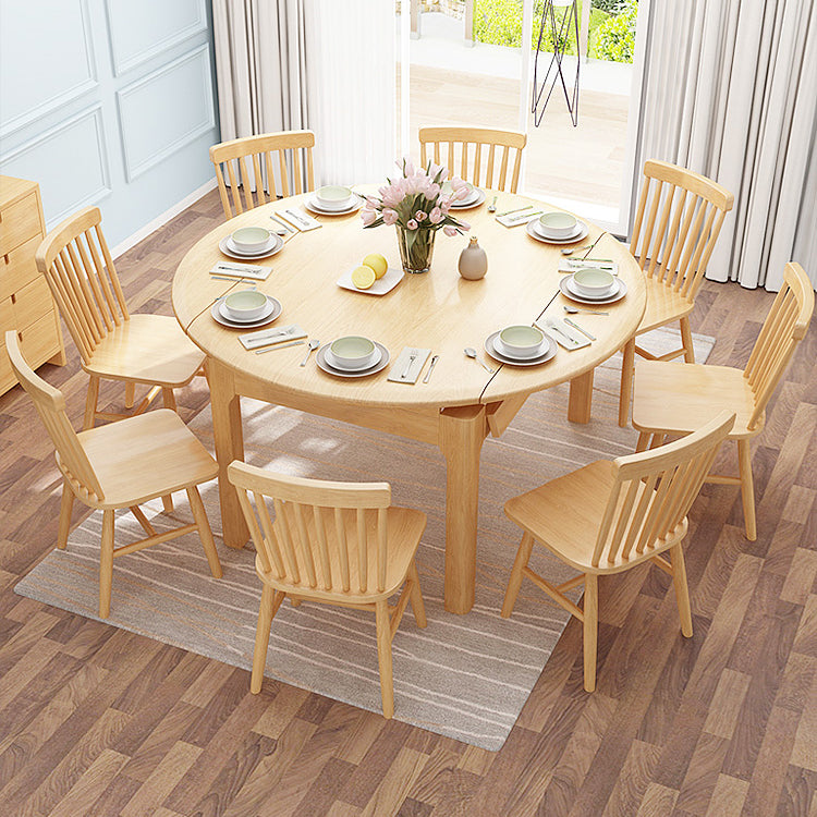 Modern Style Solid Wood Dining Table Brown Round Drop-Leaf Table with 4 Legs Clearhalo ' dining_table' 'Dining Tables & Seating' 'Dining Tables' 'furn' 'furn_dining_table' 'Furniture' 'furniture_dining_table' 'Kitchen & Dining Furniture' 'kitchen&dining_furn' 'kitchen' 'kitchen_dining_table' 3642900