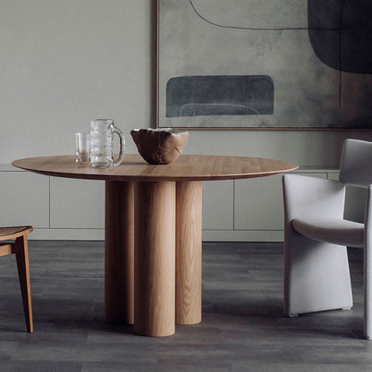 Round Shape Contemporary Dining Table Wood Color Fixed Table of Solid Wood Without Chairs Clearhalo ' dining_table' 'Dining Tables & Seating' 'Dining Tables' 'furn' 'furn_dining_table' 'Furniture' 'furniture_dining_table' 'Kitchen & Dining Furniture' 'kitchen&dining_furn' 'kitchen' 'kitchen_dining_table' 3642920