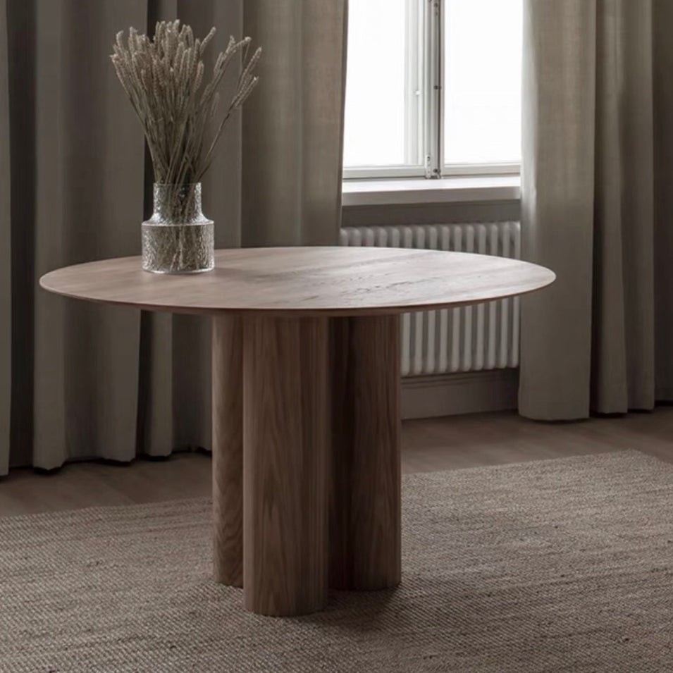 Round Shape Contemporary Dining Table Wood Color Fixed Table of Solid Wood Clearhalo ' dining_table' 'Dining Tables & Seating' 'Dining Tables' 'furn' 'furn_dining_table' 'Furniture' 'furniture_dining_table' 'Kitchen & Dining Furniture' 'kitchen&dining_furn' 'kitchen' 'kitchen_dining_table' 3642921