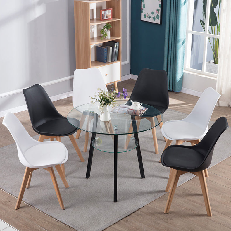 Round 3 Legs Modern Dining Table Transparent Fixed Table of Clear Glass Clearhalo ' dining_table' 'Dining Tables & Seating' 'Dining Tables' 'furn' 'furn_dining_table' 'Furniture' 'furniture_dining_table' 'Kitchen & Dining Furniture' 'kitchen&dining_furn' 'kitchen' 'kitchen_dining_table' 3642948