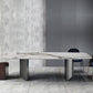Modern Style Sintered Stone Dining Table Rectangle Table with Double Pedestal Base Clearhalo ' dining_table' 'Dining Tables & Seating' 'Dining Tables' 'furn' 'furn_dining_table' 'Furniture' 'furniture_dining_table' 'Kitchen & Dining Furniture' 'kitchen&dining_furn' 'kitchen' 'kitchen_dining_table' 3642961