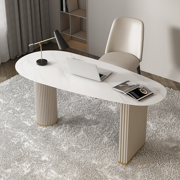 Metal Contemporary Oval Dining Table Sintered Stone Table for Dining Room Clearhalo ' dining_table' 'Dining Tables & Seating' 'Dining Tables' 'furn' 'furn_dining_table' 'Furniture' 'furniture_dining_table' 'Kitchen & Dining Furniture' 'kitchen&dining_furn' 'kitchen' 'kitchen_dining_table' 3642976