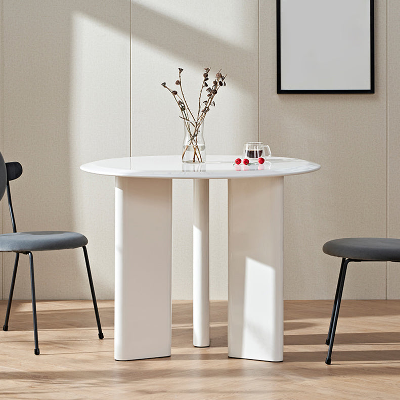 Modern Solid Wood Kitchen Dining Table White Round Shape Dining Table with 3 Legs Base Without Chairs Clearhalo ' dining_table' 'Dining Tables & Seating' 'Dining Tables' 'furn' 'furn_dining_table' 'Furniture' 'furniture_dining_table' 'Kitchen & Dining Furniture' 'kitchen&dining_furn' 'kitchen' 'kitchen_dining_table' 3642983