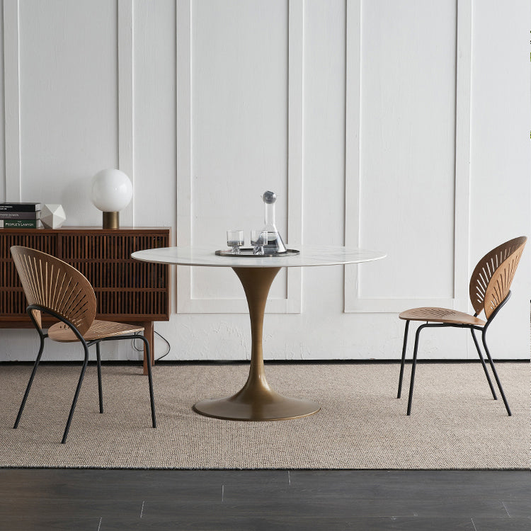 Modern Style Stone Dining Table Tulip Base Dining Site Table, for Dining Room Clearhalo ' dining_table' 'Dining Tables & Seating' 'Dining Tables' 'furn' 'furn_dining_table' 'Furniture' 'furniture_dining_table' 'Kitchen & Dining Furniture' 'kitchen&dining_furn' 'kitchen' 'kitchen_dining_table' 3642988