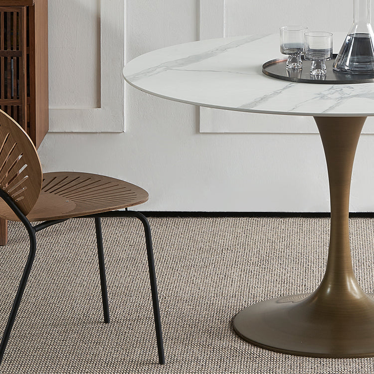Modern Style Stone Dining Table Tulip Base Dining Site Table, for Dining Room Clearhalo ' dining_table' 'Dining Tables & Seating' 'Dining Tables' 'furn' 'furn_dining_table' 'Furniture' 'furniture_dining_table' 'Kitchen & Dining Furniture' 'kitchen&dining_furn' 'kitchen' 'kitchen_dining_table' 3642991