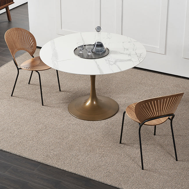Modern Style Stone Dining Table Tulip Base Dining Site Table, for Dining Room Clearhalo ' dining_table' 'Dining Tables & Seating' 'Dining Tables' 'furn' 'furn_dining_table' 'Furniture' 'furniture_dining_table' 'Kitchen & Dining Furniture' 'kitchen&dining_furn' 'kitchen' 'kitchen_dining_table' 3642999