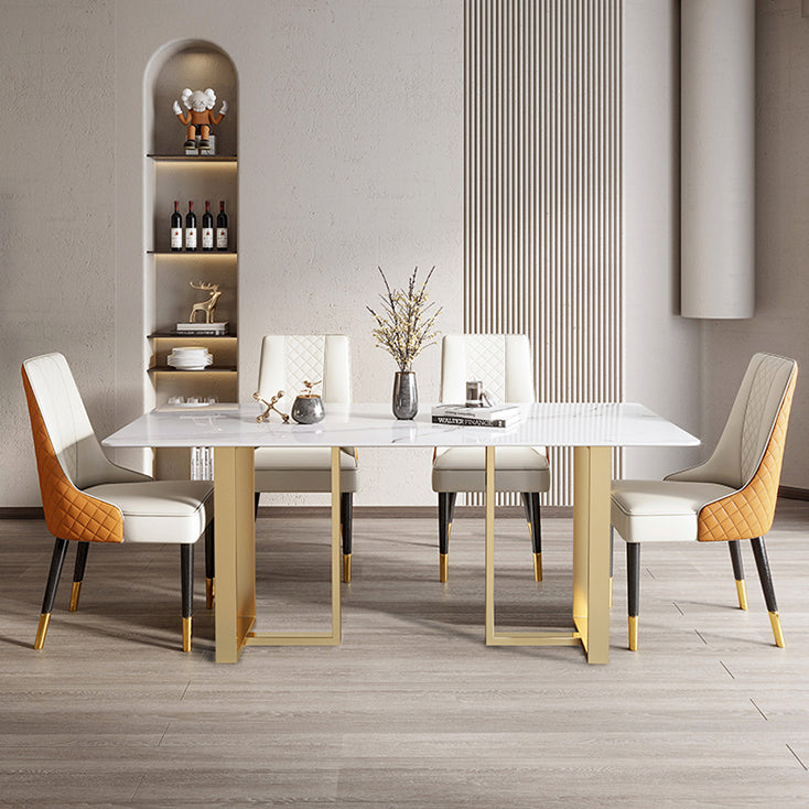 Metal Contemporary Rectangular Dining Table Sintered Stone Top Table for Dining Room Clearhalo ' dining_table' 'Dining Tables & Seating' 'Dining Tables' 'furn' 'furn_dining_table' 'Furniture' 'furniture_dining_table' 'Kitchen & Dining Furniture' 'kitchen&dining_furn' 'kitchen' 'kitchen_dining_table' 3643000