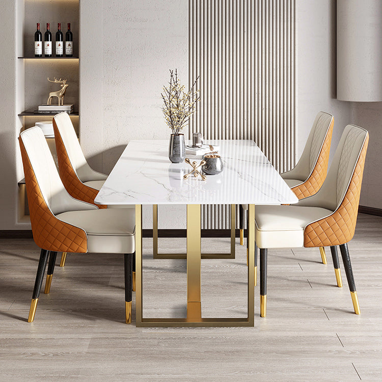 Metal Contemporary Rectangular Dining Table Sintered Stone Top Table for Dining Room Clearhalo ' dining_table' 'Dining Tables & Seating' 'Dining Tables' 'furn' 'furn_dining_table' 'Furniture' 'furniture_dining_table' 'Kitchen & Dining Furniture' 'kitchen&dining_furn' 'kitchen' 'kitchen_dining_table' 3643001