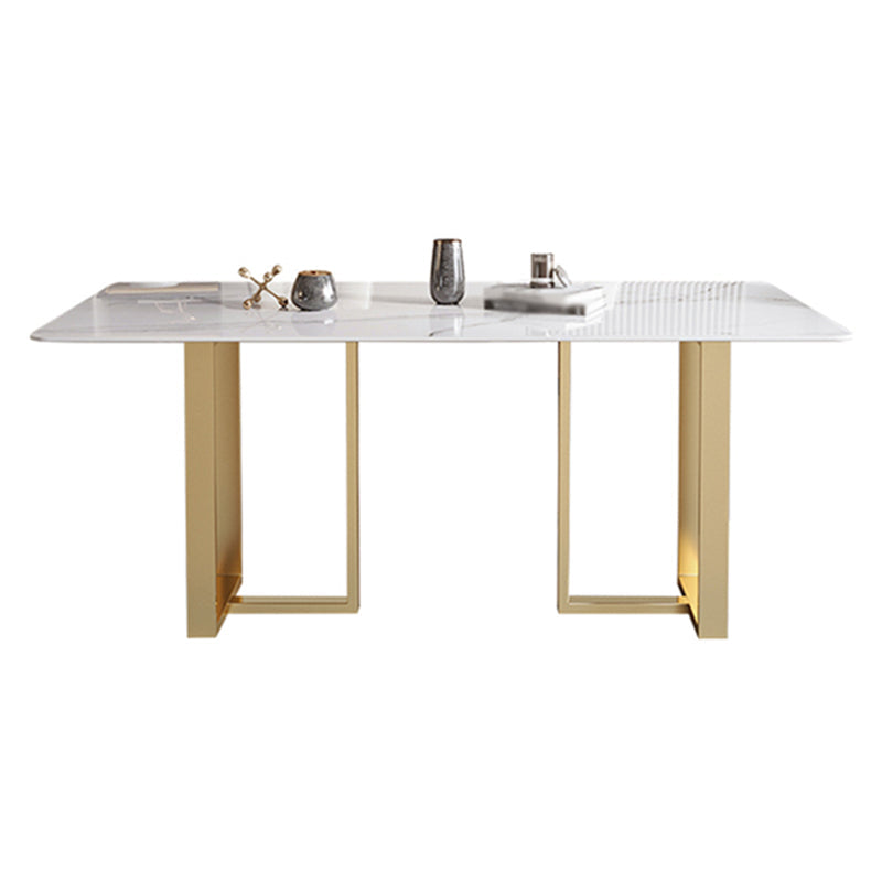Metal Contemporary Rectangular Dining Table Sintered Stone Top Table for Dining Room Without Chairs Clearhalo ' dining_table' 'Dining Tables & Seating' 'Dining Tables' 'furn' 'furn_dining_table' 'Furniture' 'furniture_dining_table' 'Kitchen & Dining Furniture' 'kitchen&dining_furn' 'kitchen' 'kitchen_dining_table' 3643004