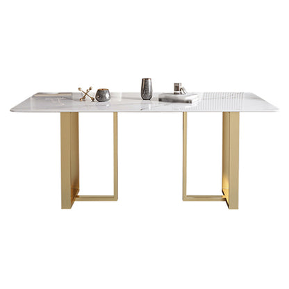 Metal Contemporary Rectangular Dining Table Sintered Stone Top Table for Dining Room Without Chairs Clearhalo ' dining_table' 'Dining Tables & Seating' 'Dining Tables' 'furn' 'furn_dining_table' 'Furniture' 'furniture_dining_table' 'Kitchen & Dining Furniture' 'kitchen&dining_furn' 'kitchen' 'kitchen_dining_table' 3643004