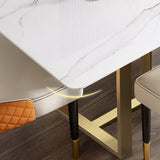 Metal Contemporary Rectangular Dining Table Sintered Stone Top Table for Dining Room Clearhalo ' dining_table' 'Dining Tables & Seating' 'Dining Tables' 'furn' 'furn_dining_table' 'Furniture' 'furniture_dining_table' 'Kitchen & Dining Furniture' 'kitchen&dining_furn' 'kitchen' 'kitchen_dining_table' 3643006