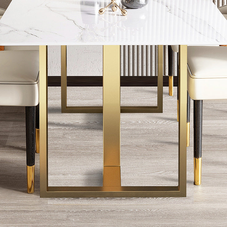 Metal Contemporary Rectangular Dining Table Sintered Stone Top Table for Dining Room Clearhalo ' dining_table' 'Dining Tables & Seating' 'Dining Tables' 'furn' 'furn_dining_table' 'Furniture' 'furniture_dining_table' 'Kitchen & Dining Furniture' 'kitchen&dining_furn' 'kitchen' 'kitchen_dining_table' 3643008