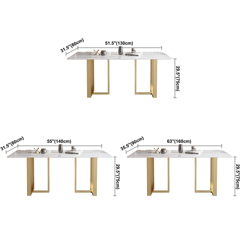 Metal Contemporary Rectangular Dining Table Sintered Stone Top Table for Dining Room Clearhalo ' dining_table' 'Dining Tables & Seating' 'Dining Tables' 'furn' 'furn_dining_table' 'Furniture' 'furniture_dining_table' 'Kitchen & Dining Furniture' 'kitchen&dining_furn' 'kitchen' 'kitchen_dining_table' 3643009