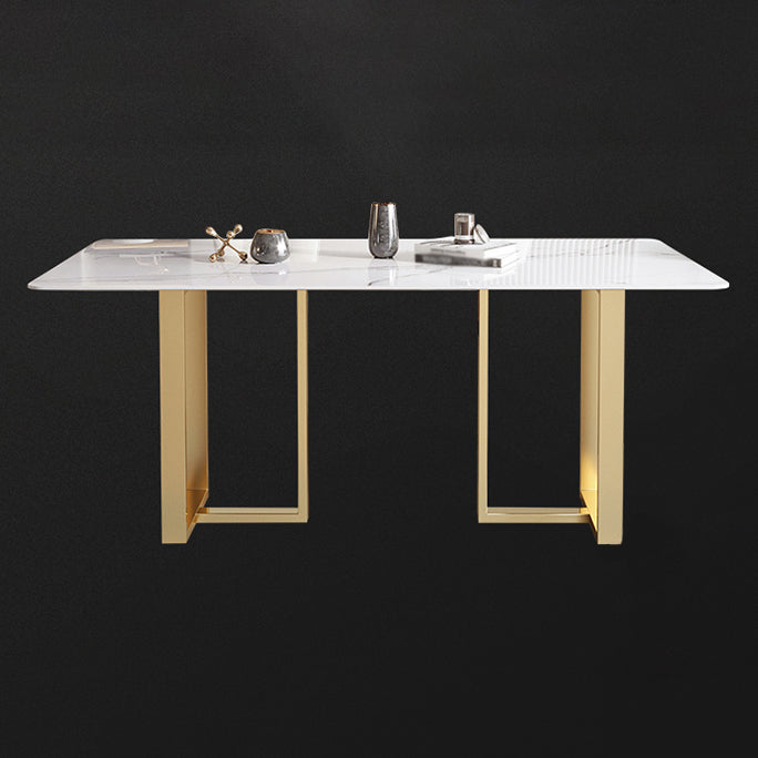 Metal Contemporary Rectangular Dining Table Sintered Stone Top Table for Dining Room Clearhalo ' dining_table' 'Dining Tables & Seating' 'Dining Tables' 'furn' 'furn_dining_table' 'Furniture' 'furniture_dining_table' 'Kitchen & Dining Furniture' 'kitchen&dining_furn' 'kitchen' 'kitchen_dining_table' 3643010