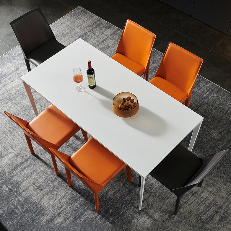 Metal Contemporary Rectangular Dining Table White Sintered Stone Table with 4 Legs Clearhalo ' dining_table' 'Dining Tables & Seating' 'Dining Tables' 'Furniture' 'furniture_dining_table' 'Kitchen & Dining Furniture' 'kitchen&dining_furn' 'kitchen' 'kitchen_dining_table' 3643028