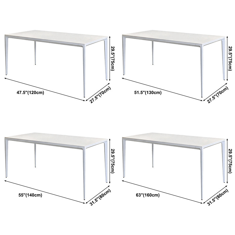 Metal Contemporary Rectangular Dining Table White Sintered Stone Table with 4 Legs Clearhalo ' dining_table' 'Dining Tables & Seating' 'Dining Tables' 'Furniture' 'furniture_dining_table' 'Kitchen & Dining Furniture' 'kitchen&dining_furn' 'kitchen' 'kitchen_dining_table' 3643035