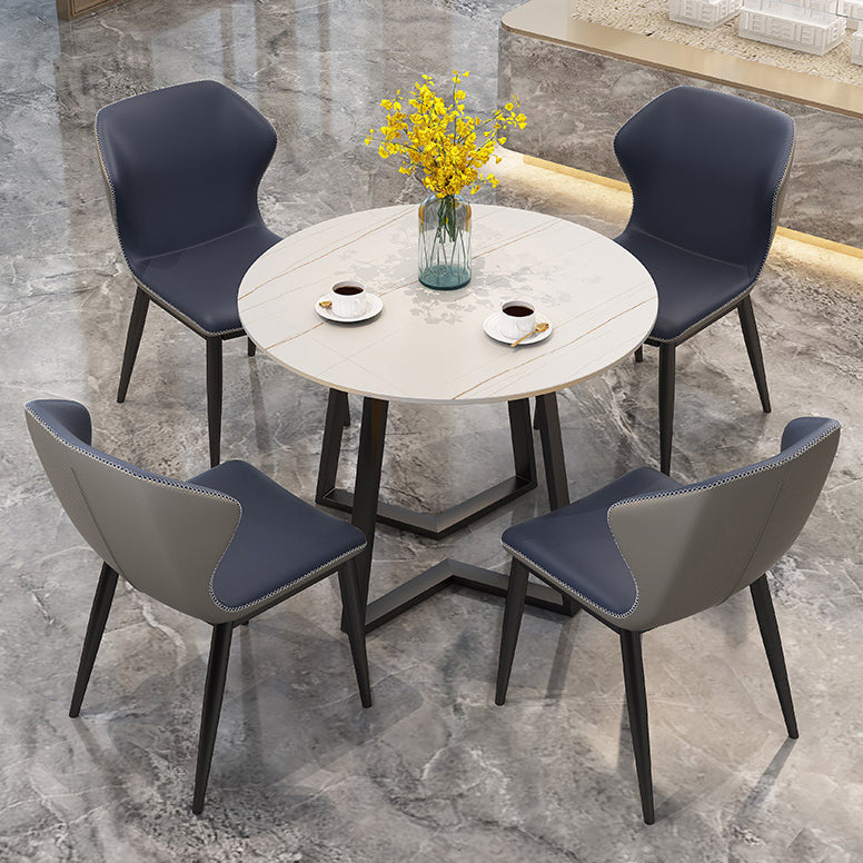 Round Double Pedestal Dining Site Table Contemporary Dinette Table for Home Clearhalo ' dining_table' 'Dining Tables & Seating' 'Dining Tables' 'furn' 'furn_dining_table' 'Furniture' 'furniture_dining_table' 'Kitchen & Dining Furniture' 'kitchen&dining_furn' 'kitchen' 'kitchen_dining_table' 3643037