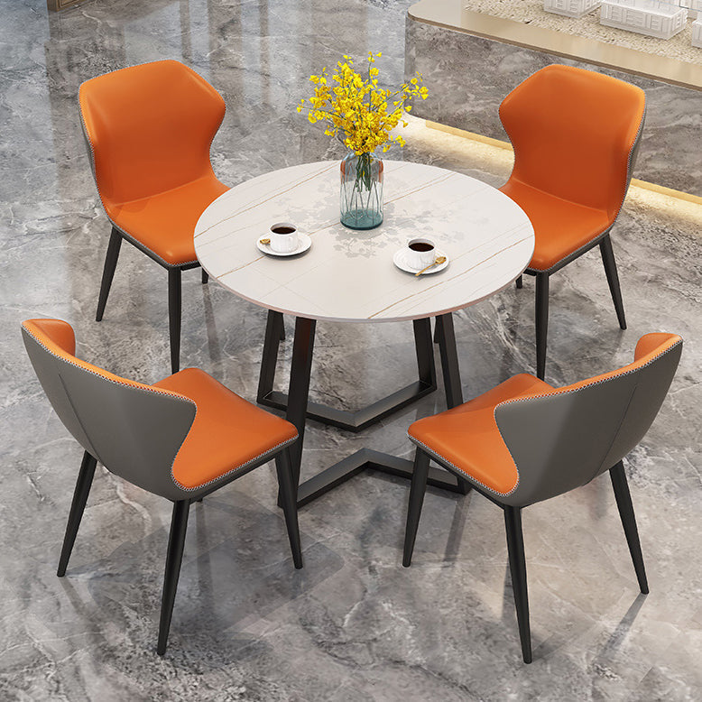 Round Double Pedestal Dining Site Table Contemporary Dinette Table for Home Clearhalo ' dining_table' 'Dining Tables & Seating' 'Dining Tables' 'furn' 'furn_dining_table' 'Furniture' 'furniture_dining_table' 'Kitchen & Dining Furniture' 'kitchen&dining_furn' 'kitchen' 'kitchen_dining_table' 3643040