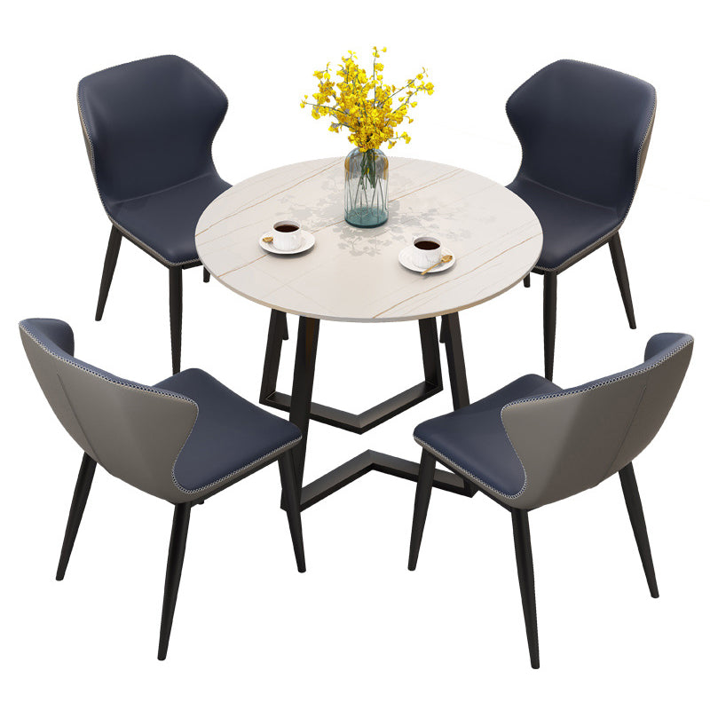 Round Double Pedestal Dining Site Table Contemporary Dinette Table for Home Clearhalo ' dining_table' 'Dining Tables & Seating' 'Dining Tables' 'furn' 'furn_dining_table' 'Furniture' 'furniture_dining_table' 'Kitchen & Dining Furniture' 'kitchen&dining_furn' 'kitchen' 'kitchen_dining_table' 3643042