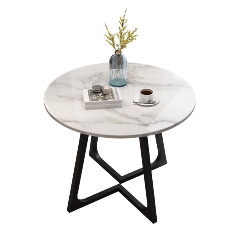 Round Double Pedestal Dining Site Table Contemporary Dinette Table for Home White Without Chairs Clearhalo ' dining_table' 'Dining Tables & Seating' 'Dining Tables' 'furn' 'furn_dining_table' 'Furniture' 'furniture_dining_table' 'Kitchen & Dining Furniture' 'kitchen&dining_furn' 'kitchen' 'kitchen_dining_table' 3643044