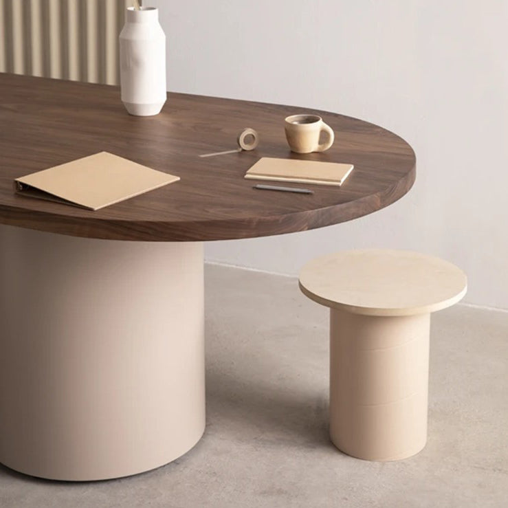 Minimalist Solid Wood Standard Dining Table Oval Kitchen Dining Table with Double Pedestal Base Clearhalo ' dining_table' 'Dining Tables & Seating' 'Dining Tables' 'furn' 'furn_dining_table' 'Furniture' 'furniture_dining_table' 'Kitchen & Dining Furniture' 'kitchen&dining_furn' 'kitchen' 'kitchen_dining_table' 3643050