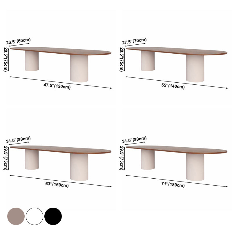 Minimalist Solid Wood Standard Dining Table Oval Kitchen Dining Table with Double Pedestal Base Clearhalo ' dining_table' 'Dining Tables & Seating' 'Dining Tables' 'furn' 'furn_dining_table' 'Furniture' 'furniture_dining_table' 'Kitchen & Dining Furniture' 'kitchen&dining_furn' 'kitchen' 'kitchen_dining_table' 3643056