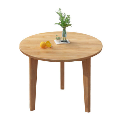 Round Wood Color Dining Table Rubberwood Solid Wood Table Modern with 4 Legs Pedestal Natural 31.5"L x 31.5"W x 29.5"H Without Chairs Clearhalo ' dining_table' 'Dining Tables & Seating' 'Dining Tables' 'furn' 'furn_dining_table' 'Furniture' 'furniture_dining_table' 'Kitchen & Dining Furniture' 'kitchen&dining_furn' 'kitchen' 'kitchen_dining_table' 3643062