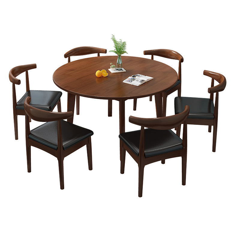 Round Wood Color Dining Table Rubberwood Solid Wood Table Modern with 4 Legs Pedestal Clearhalo ' dining_table' 'Dining Tables & Seating' 'Dining Tables' 'furn' 'furn_dining_table' 'Furniture' 'furniture_dining_table' 'Kitchen & Dining Furniture' 'kitchen&dining_furn' 'kitchen' 'kitchen_dining_table' 3643069