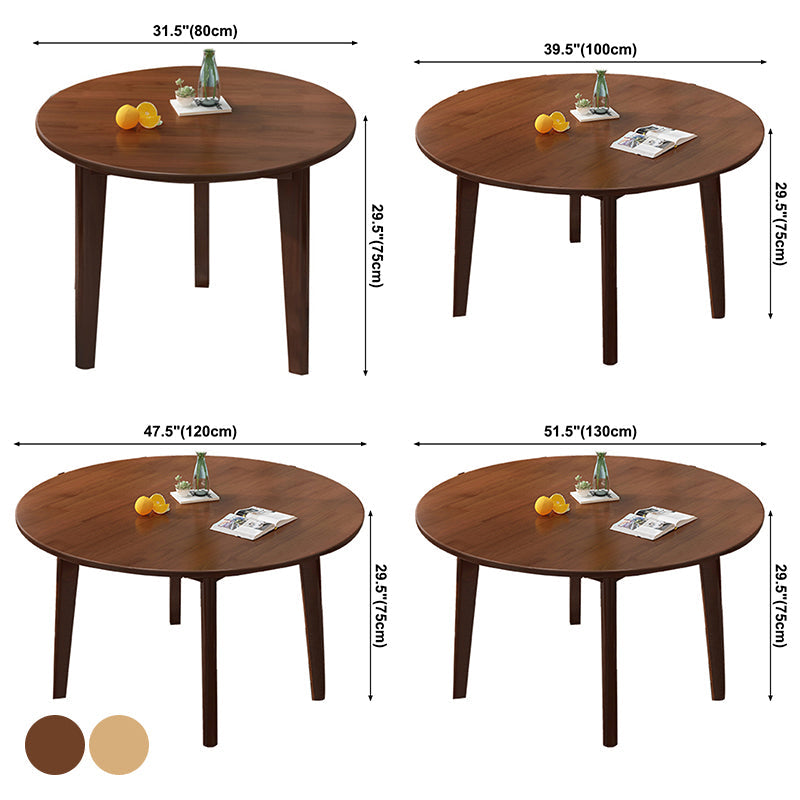 Round Wood Color Dining Table Rubberwood Solid Wood Table Modern with 4 Legs Pedestal Clearhalo ' dining_table' 'Dining Tables & Seating' 'Dining Tables' 'furn' 'furn_dining_table' 'Furniture' 'furniture_dining_table' 'Kitchen & Dining Furniture' 'kitchen&dining_furn' 'kitchen' 'kitchen_dining_table' 3643070