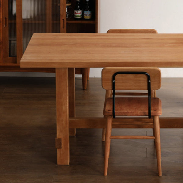 Solid Wood Rectangle Dining Table Modern Contemporary Kitchen Wood Table with Trestle Base Clearhalo ' dining_table' 'Dining Tables & Seating' 'Dining Tables' 'Furniture' 'furniture_dining_table' 'Kitchen & Dining Furniture' 'kitchen&dining_furn' 'kitchen' 'kitchen_dining_table' 3643094