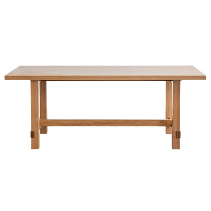 Solid Wood Rectangle Dining Table Modern Contemporary Kitchen Wood Table with Trestle Base 82.7"L x 35.4"W x 29.5"H Clearhalo ' dining_table' 'Dining Tables & Seating' 'Dining Tables' 'Furniture' 'furniture_dining_table' 'Kitchen & Dining Furniture' 'kitchen&dining_furn' 'kitchen' 'kitchen_dining_table' 3643095