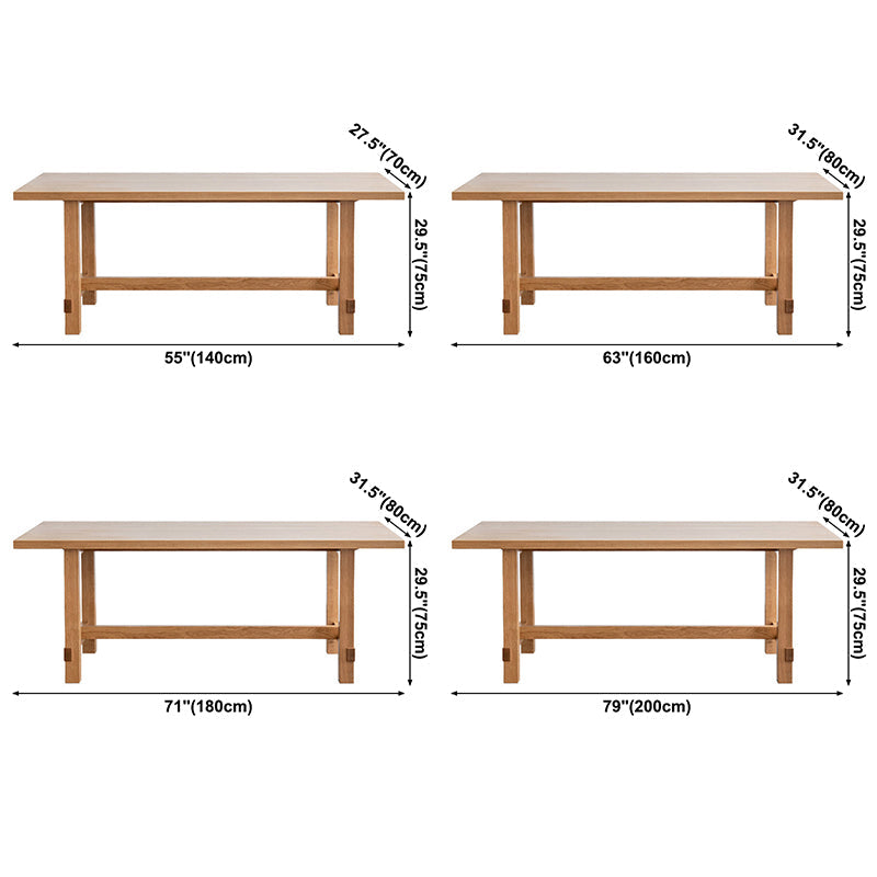 Solid Wood Rectangle Dining Table Modern Contemporary Kitchen Wood Table with Trestle Base Clearhalo ' dining_table' 'Dining Tables & Seating' 'Dining Tables' 'Furniture' 'furniture_dining_table' 'Kitchen & Dining Furniture' 'kitchen&dining_furn' 'kitchen' 'kitchen_dining_table' 3643100