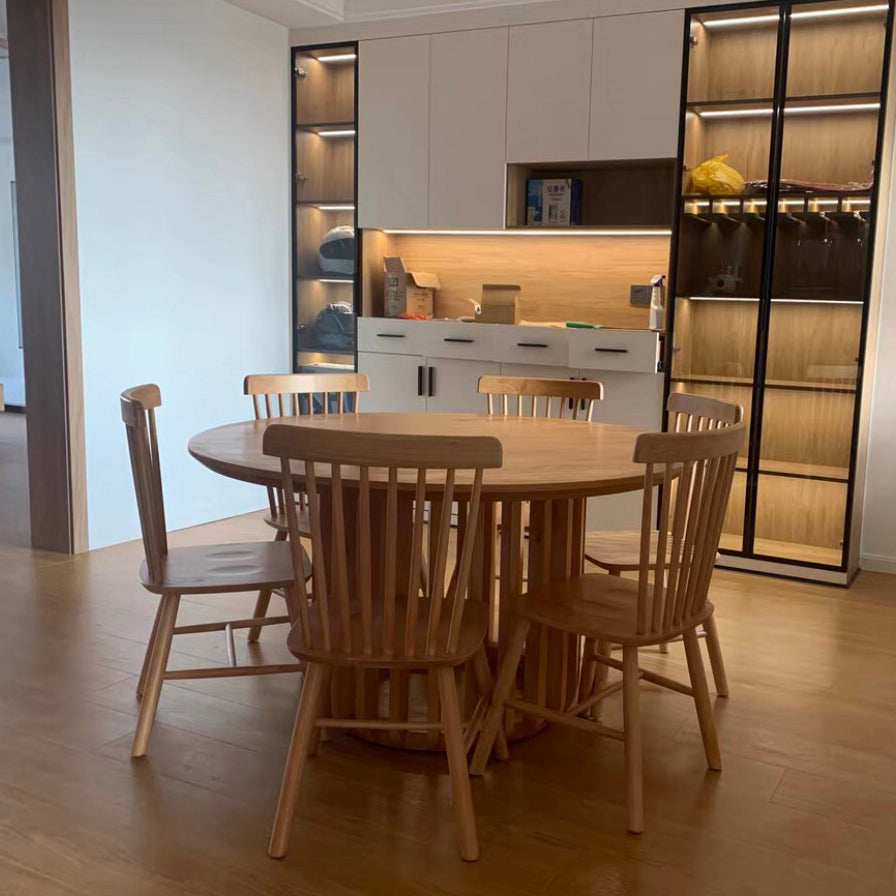Round Solid Wood Brown Tone Dining Table Simplicity Pedestal Table for Dining Room Clearhalo ' dining_table' 'Dining Tables & Seating' 'Dining Tables' 'furn' 'furn_dining_table' 'Furniture' 'furniture_dining_table' 'Kitchen & Dining Furniture' 'kitchen&dining_furn' 'kitchen' 'kitchen_dining_table' 3643103