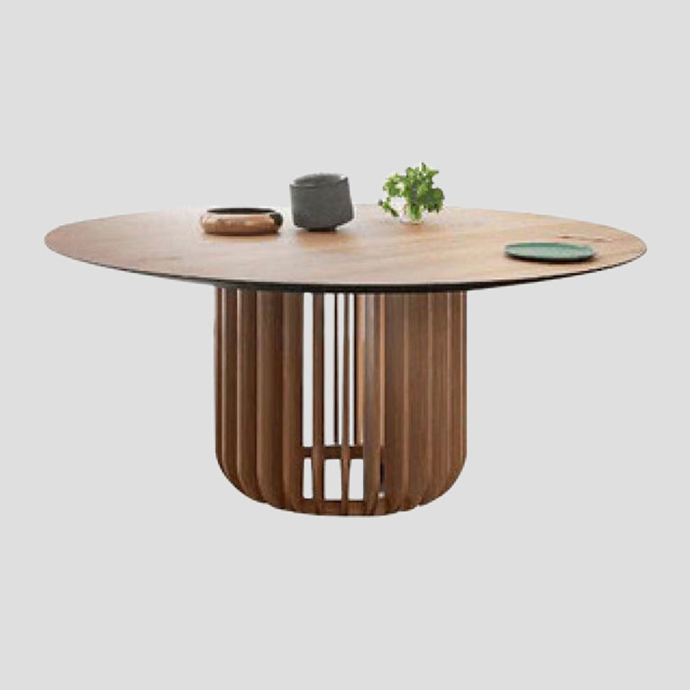 Round Solid Wood Brown Tone Dining Table Simplicity Pedestal Table for Dining Room Clearhalo ' dining_table' 'Dining Tables & Seating' 'Dining Tables' 'furn' 'furn_dining_table' 'Furniture' 'furniture_dining_table' 'Kitchen & Dining Furniture' 'kitchen&dining_furn' 'kitchen' 'kitchen_dining_table' 3643105