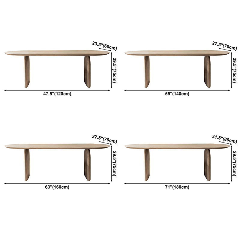 Oval Double Pedestal Modern Dining Table Wood Color Fixed Table of Solid Wood Clearhalo ' dining_table' 'Dining Tables & Seating' 'Dining Tables' 'furn' 'furn_dining_table' 'Furniture' 'furniture_dining_table' 'Kitchen & Dining Furniture' 'kitchen&dining_furn' 'kitchen' 'kitchen_dining_table' 3643124