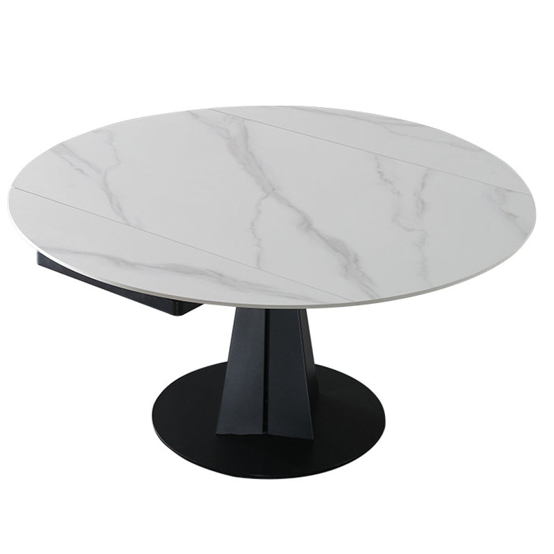 Contemporary Round Dining Table Sintered Stone Dining Table with Pedestal Base White Without Chairs Clearhalo ' dining_table' 'Dining Tables & Seating' 'Dining Tables' 'furn' 'furn_dining_table' 'Furniture' 'furniture_dining_table' 'Kitchen & Dining Furniture' 'kitchen&dining_furn' 'kitchen' 'kitchen_dining_table' 3643130