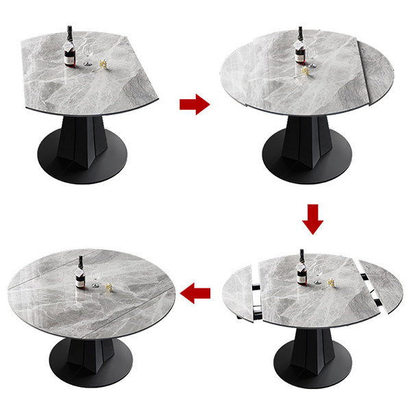 Contemporary Round Dining Table Sintered Stone Dining Table with Pedestal Base Clearhalo ' dining_table' 'Dining Tables & Seating' 'Dining Tables' 'furn' 'furn_dining_table' 'Furniture' 'furniture_dining_table' 'Kitchen & Dining Furniture' 'kitchen&dining_furn' 'kitchen' 'kitchen_dining_table' 3643131