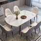 Modern Style Sintered Stone Dining Table White Round Table with Black Legs Clearhalo ' dining_table' 'Dining Tables & Seating' 'Dining Tables' 'furn' 'furn_dining_table' 'Furniture' 'furniture_dining_table' 'Kitchen & Dining Furniture' 'kitchen&dining_furn' 'kitchen' 'kitchen_dining_table' 3643150