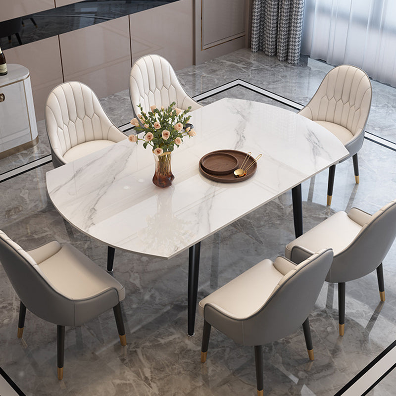 Modern Style Sintered Stone Dining Table White Round Table with Black Legs Clearhalo ' dining_table' 'Dining Tables & Seating' 'Dining Tables' 'furn' 'furn_dining_table' 'Furniture' 'furniture_dining_table' 'Kitchen & Dining Furniture' 'kitchen&dining_furn' 'kitchen' 'kitchen_dining_table' 3643150