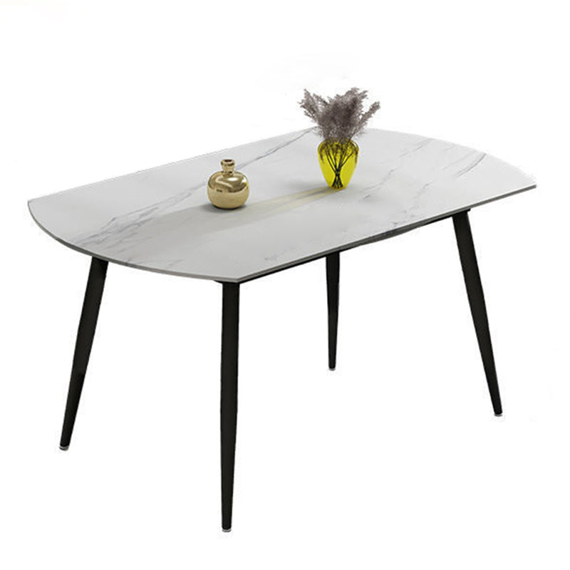 Modern Style Sintered Stone Dining Table White Round Table with Black Legs Without Chairs Clearhalo ' dining_table' 'Dining Tables & Seating' 'Dining Tables' 'furn' 'furn_dining_table' 'Furniture' 'furniture_dining_table' 'Kitchen & Dining Furniture' 'kitchen&dining_furn' 'kitchen' 'kitchen_dining_table' 3643152