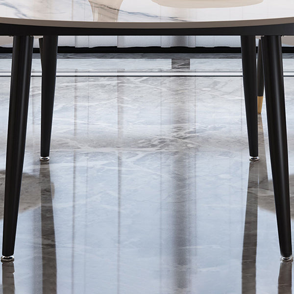 Modern Style Sintered Stone Dining Table White Round Table with Black Legs Clearhalo ' dining_table' 'Dining Tables & Seating' 'Dining Tables' 'furn' 'furn_dining_table' 'Furniture' 'furniture_dining_table' 'Kitchen & Dining Furniture' 'kitchen&dining_furn' 'kitchen' 'kitchen_dining_table' 3643156