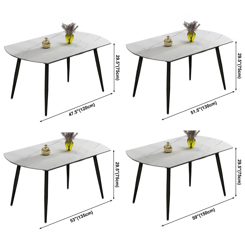 Modern Style Sintered Stone Dining Table White Round Table with Black Legs Clearhalo ' dining_table' 'Dining Tables & Seating' 'Dining Tables' 'furn' 'furn_dining_table' 'Furniture' 'furniture_dining_table' 'Kitchen & Dining Furniture' 'kitchen&dining_furn' 'kitchen' 'kitchen_dining_table' 3643157