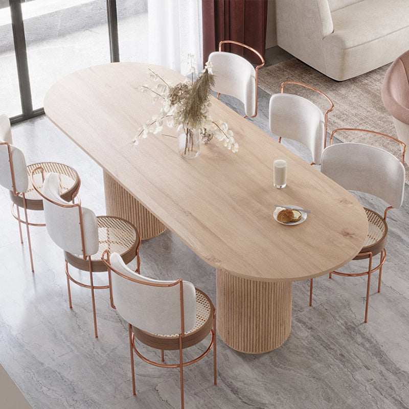Oval Double Pedestal Modern Dining Table White Fixed Table with Solid Wood Clearhalo ' dining_table' 'Dining Tables & Seating' 'Dining Tables' 'furn' 'furn_dining_table' 'Furniture' 'furniture_dining_table' 'Kitchen & Dining Furniture' 'kitchen&dining_furn' 'kitchen' 'kitchen_dining_table' 3643158
